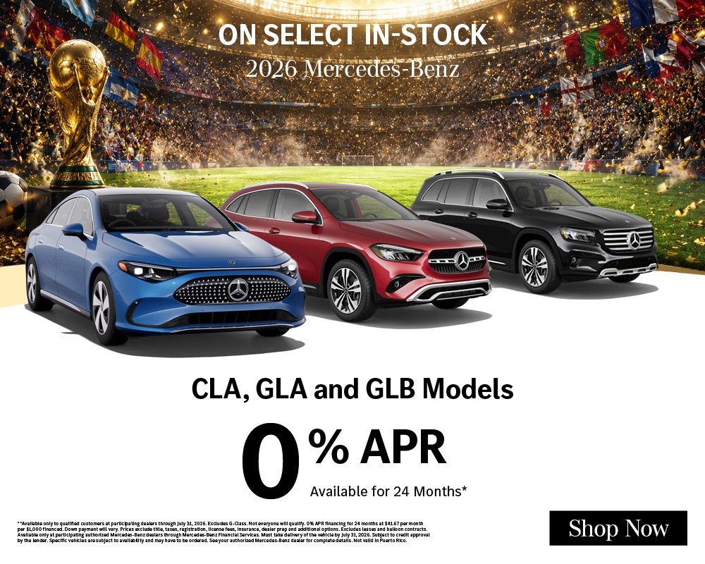On Select In-Stock 2026 Mercedes-Benz CLA, GLA and GLB Models